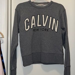 Calvin Klein New York Pastel Gray Sweater iconic long sleeves sz S sweatshirt